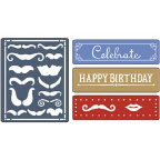 Sizzix Embossing Folders A2 + 3 Borders - Mustache Sizzix Embossing Folders A2 + 3 Borders - Mustache