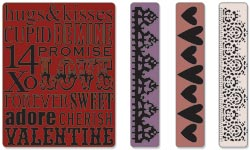 Sizzix Texture Fades Embossing Folders By Tim Holtz - Valentine Background & 3 Borders